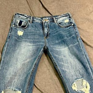 Pilcro Women's Straight Leg Jeans - Distressed Blue